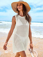 Load image into Gallery viewer, ANRABESS Womens Swimsuit Cover Up Sleeveless Knit 2025 Summer Outfits Swimwear Bathing Suit Coverup Crochet Beach Dress White Medium
