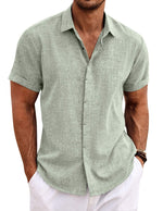 Load image into Gallery viewer, COOFANDY Men&#39;s Casual Shirts Button Up Shirt Linen Summer Beach Outfit Yoga Tee Light Green Large
