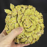 Load image into Gallery viewer, Boutique De FGG Round Rose Flower Crystal Clutch Purses for Women Formal Evening Bags Wedding Clutch Bag Party Handbags,Mini,Yellow
