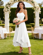 Load image into Gallery viewer, HomRain White Wedding Dresses for Women Bride 2026, Semi Formal Long Dress for Teens Graduation with V-Neck &amp; Fancy, Lace Chiffon Clothing for Beach &amp; Spring, White M
