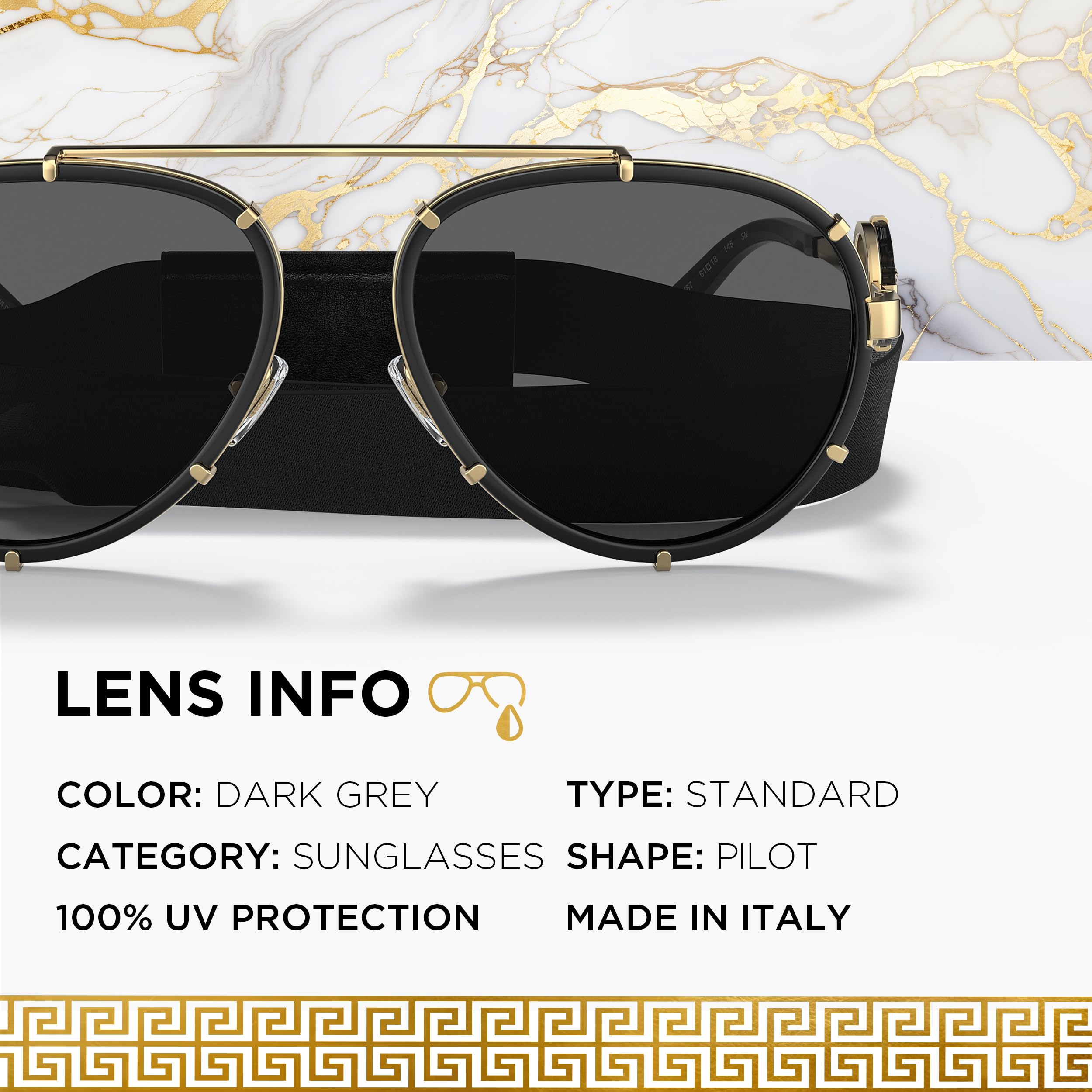 VERSACE VE2232 Medusa PILOT Shape Sunglasses with Luxury Eyewear kit