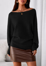 Load image into Gallery viewer, PRETTYGARDEN Women Off The Shoulder Sweater 2025 Fall Trendy Long Batwing Sleeve Knit Pullover Going Out Tops Winter Clothing (Black,Medium)
