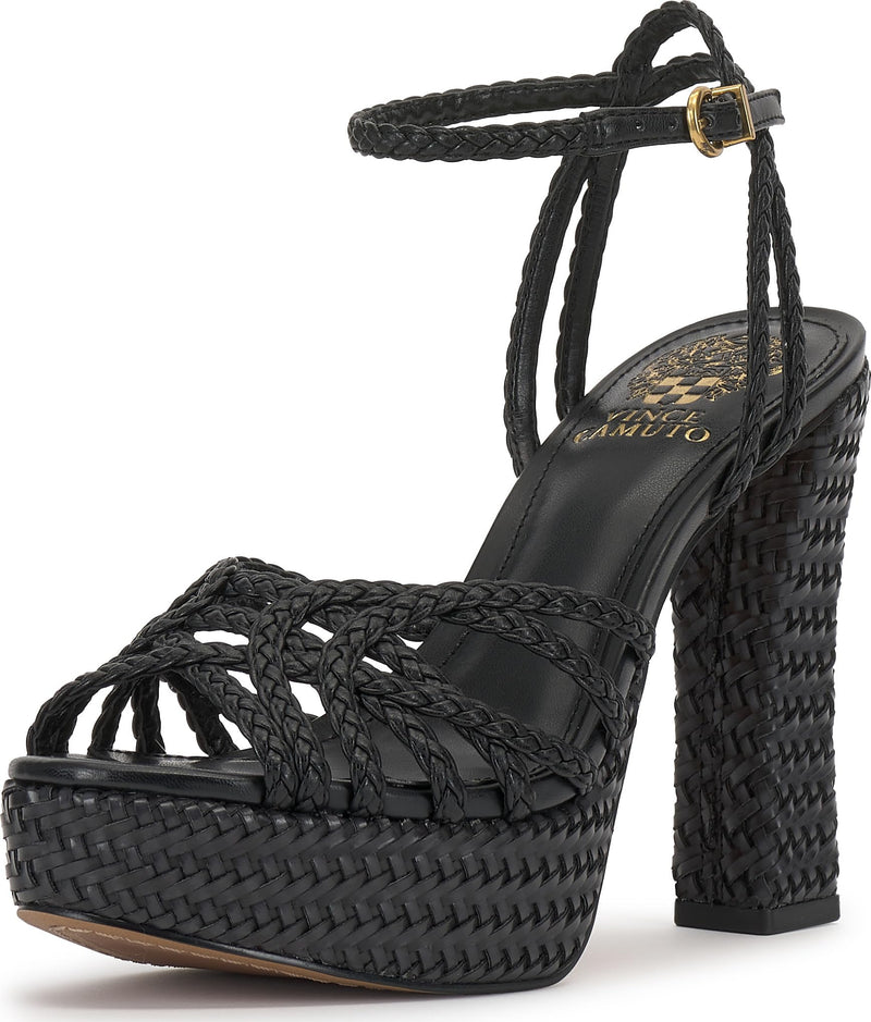 Vince Camuto Women's Samlee Strappy Platform High Heel Sandals, Black, 6.5 Medium