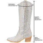 Load image into Gallery viewer, SOVANYOU Rhinestone Boots Cowboy Sparkly Boots for Women Silver Bling Boots Glitter Western Cowgirl Tall Boots Pointed Toe Crystal Knee High Boots
