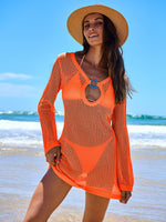 Load image into Gallery viewer, ANRABESS Women Beach Crochet Cover Ups Summer Knit Swimwear Mesh Bathing Suit Hollow Out Dress 2025 Vacation Swimsuit Orang
