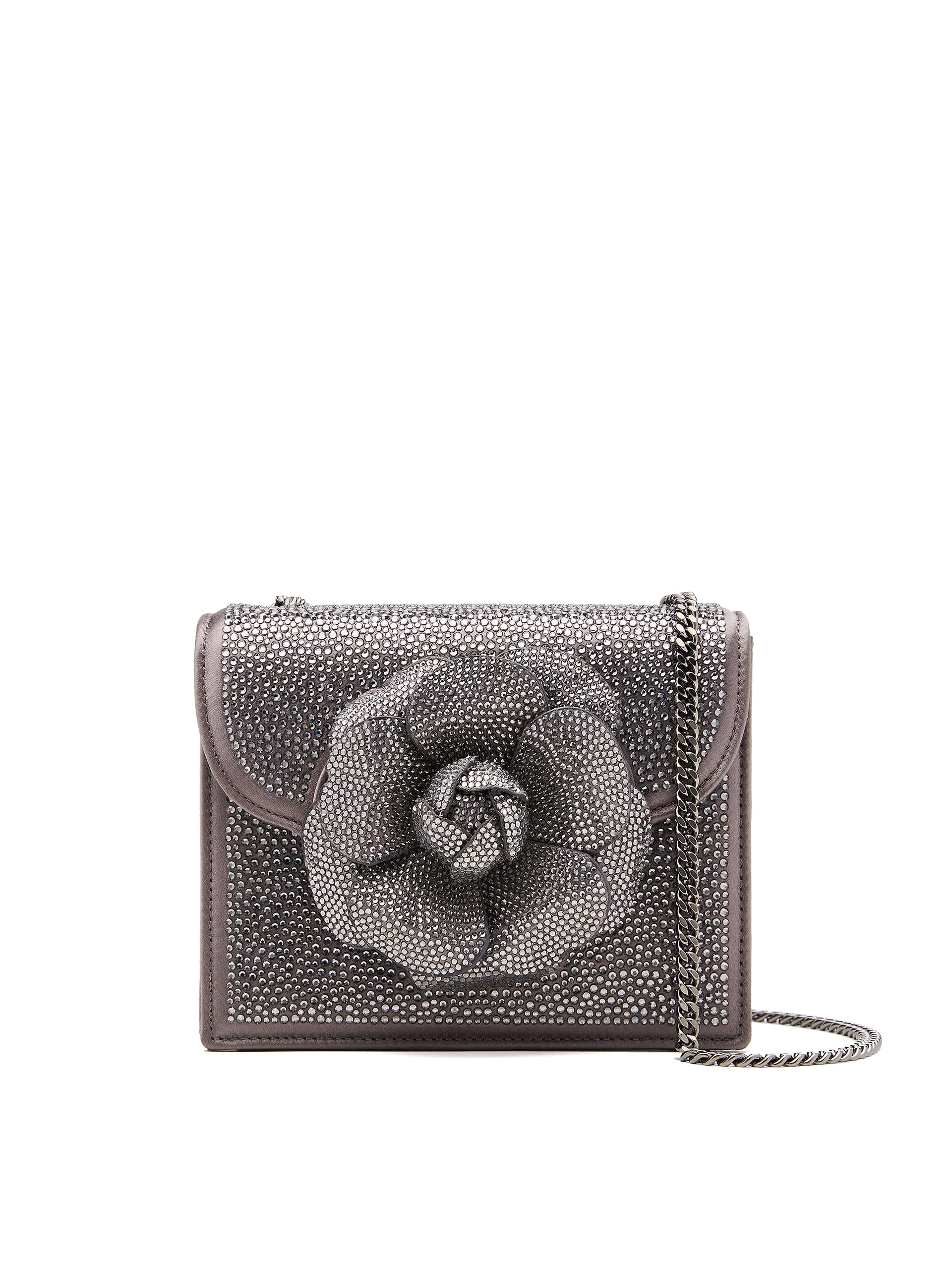 Oscar de la Renta, Pave Crystal Mini TRO Bag, Smoke/Gunmetal
