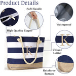 Load image into Gallery viewer, YOOLIFE Gifts for Women - Personalized Birthday Gifts for Women, Graduation Gifts, Mothers Day Gifts, Bridesmaid Gifts, Gifts for Friend Mom Teacher Sister Girls, Initial Beach Bag Travel Bag, Blue K
