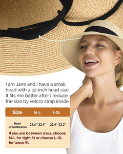 FURTALK Womens Beach Sun Straw Hat UV UPF 80+ Travel Foldable Brim Summer UV Hat