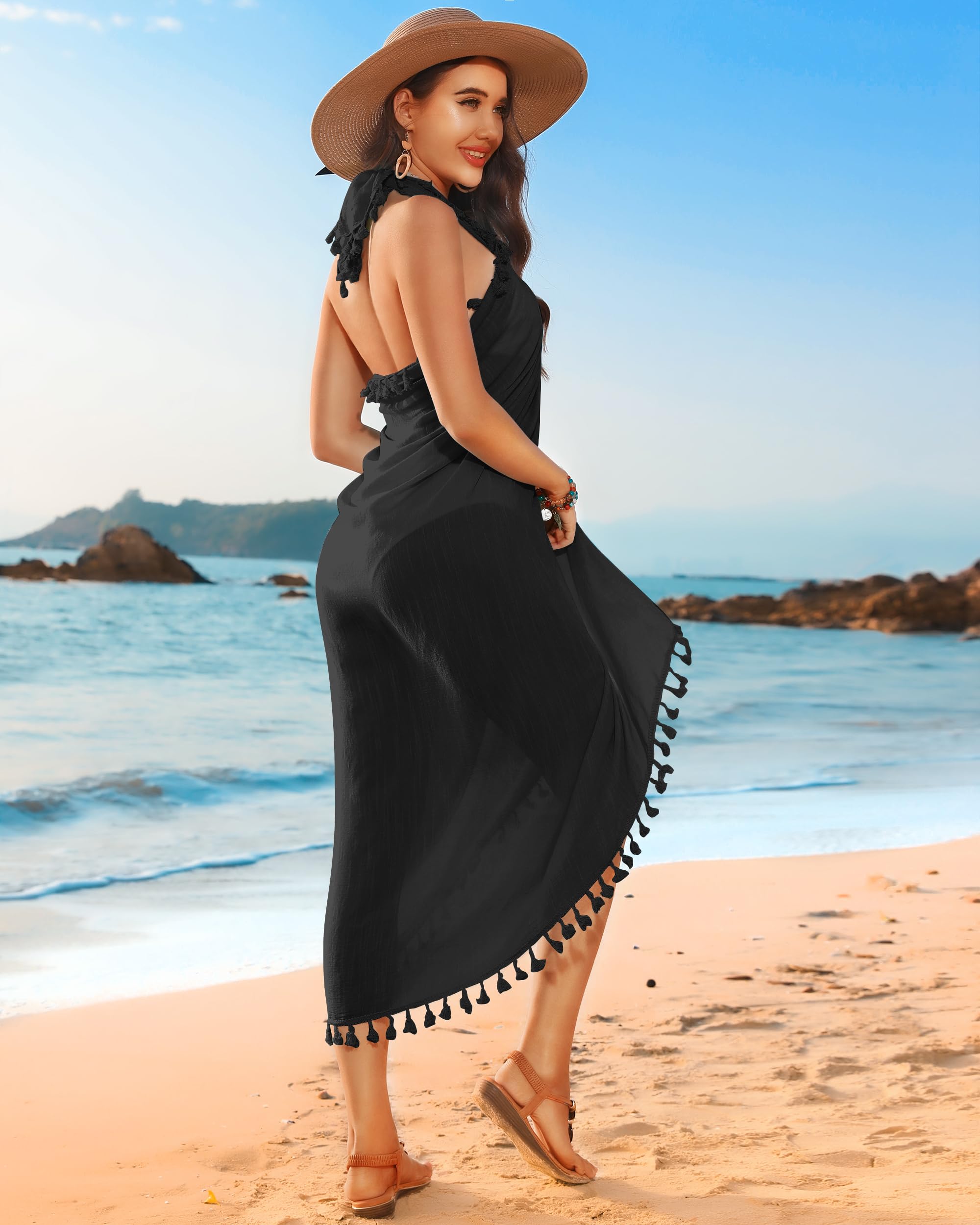 Eicolorte Cover Up Skirt Open Front Swimsuit Wrap Cover Ups Summer Beach Skirts With Slit For Women