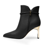 Load image into Gallery viewer, GOFOURTHAT Booties for Women Kitten Heels Pointed Toe Womens Ankle Boots Side Zipper Casual Party Office Dressy Shoes 3 Inch Black Matte Size 9
