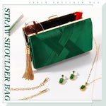Load image into Gallery viewer, Jadive 3 Pcs Clutch Purses for Women Handbag Evening Purses Bag for Wedding Vintage Banquet Handbag Earrings Necklace Set(Emerald Green)

