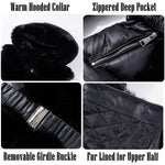 Load image into Gallery viewer, RISISSIDA Puffer Jacket Women Winter Down Faux Fur Lined Puffy Coat with Long Collar Hood, Thicken Quilted Warm Leather Bubble Overcoat Black M
