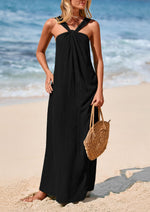 Load image into Gallery viewer, PRETTYGARDEN Womens 2025 Casual Long Summer Dresses Sleeveless Strappy Loose Flowy Beach Vacation Maxi Dress with Pockets (Black,Medium)
