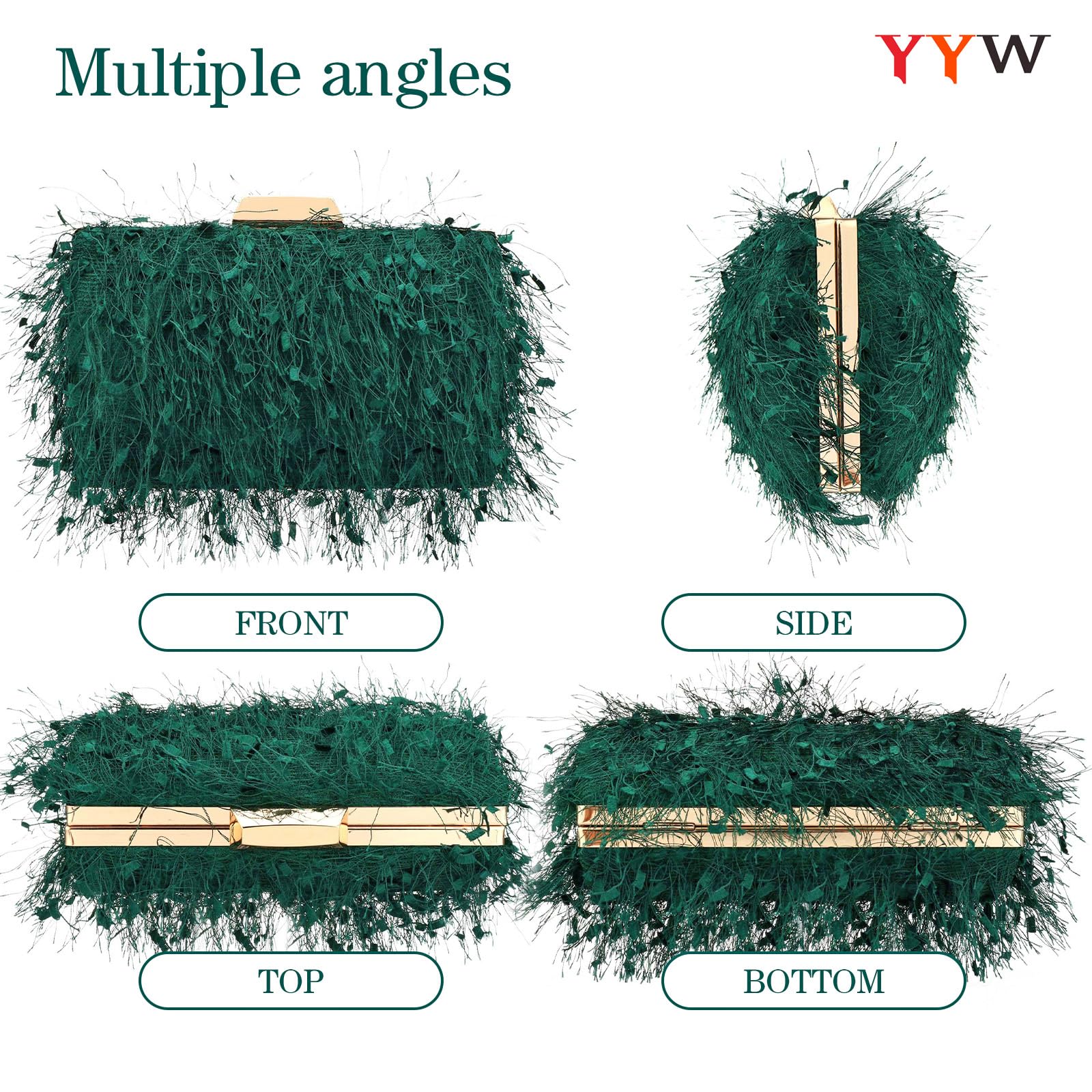 Clutch Purse for Women Cute Handbags Top Handle Evening Bag Crossbody Bag Shoulder Bag for Wedding Party Prom Banquet (Green)