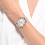 Load image into Gallery viewer, SWAROVSKI Crystalline Aura Watch, Leather Strap, Gray, Rose-Gold Tone; Swiss Made
