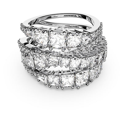 Swarovski Hyperbola Ring, Mixed Cuts, Clear, Rhodium Finished; Size: Us 6; Eu 52