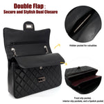 Load image into Gallery viewer, M-ioi-M Quilted Genuine Leather Crossbody Bags for Women, Soft Lambskin Adjustable Double Chain Strap Shoulder Bag, Medium Luxury Classic Designer Flap Purse, Trendy Lady Evening Handbag(Black,Medium)
