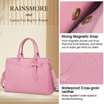 Load image into Gallery viewer, RAINSMORE Laptop Bag for Women 15.6 Inch PU Tote Bag Business Office Work Bag Waterproof Briefcase Computer Tote Lightweight Handbag Shoulder, Pink
