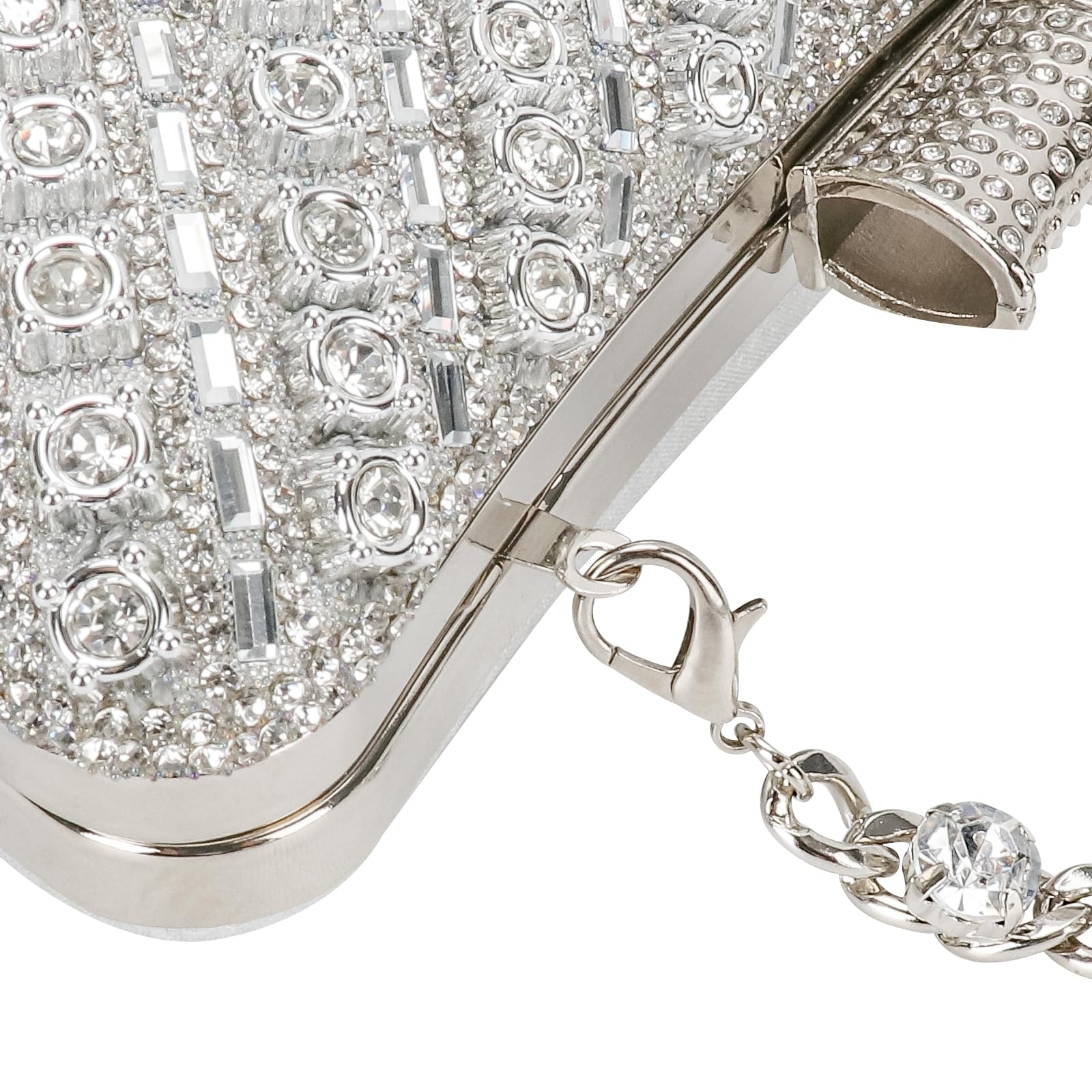 COAIMANEY Women Sparkly Rhinestone Clutch with Chains, Glitter Evening Handbag Purse Shoulder Bag for Wedding Party Prom