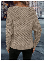 Load image into Gallery viewer, SweatyRocks Women's Off The Shoulder Sweater Boat Neck Dolman Sleeve Crochet Knit Pullover Sweaters Khaki Medium
