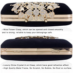 Load image into Gallery viewer, Dexmay Velvet Women Clutch Evening Bag with Rhinestone Crystal Flower Clasp Formal Purse for Party Black
