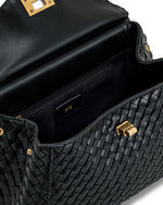 Load image into Gallery viewer, JW PEI Women&#39;s Lucia Classic Top Handle Woven Bag - Black
