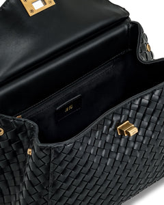 JW PEI Women's Lucia Classic Top Handle Woven Bag - Black