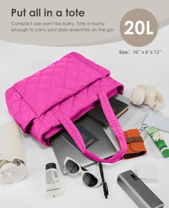 Uselike Tote Bag for Women, Lightweight Puffer Tote Work Bags with Compartments for Travel, Quilted Shoulder Bag with Zipper