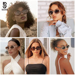Load image into Gallery viewer, SOJOS Small Retro Oval Polarized Sunglasses for Women Men 90s Vintage Small Face UV400 Protection Tiny Sun Glasses SJ2286 Leopard Brown
