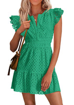 Load image into Gallery viewer, PRETTYGARDEN Women's 2026 Summer Sundresses Eyelet Cap Sleeve V Neck Short Boho Wedding Guest Dress Beach Vacation Clothes (Green,Medium)
