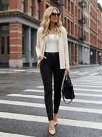 Load image into Gallery viewer, Conceited Stretch Slacks for Women - Wear to Work - Tummy Control - Slim Leg - Pockets - Ponte - (Available in Plus Size) - Endorse - Black - Small
