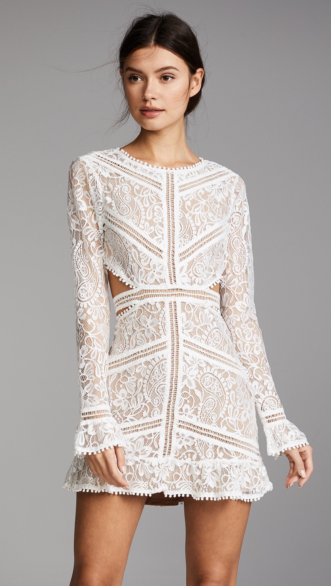 For Love & Lemons Women's Emerie Cutout Dress, White, L