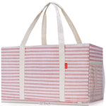 Load image into Gallery viewer, LHZK Standing Extra Large Utility Tote Bag with Metal Wire Frame and the Sides Rinforced, Extra Large Tote Bag with Handle, Reusable Grocery Bags Foldable, Beach Bag, Car Tote (Pink)
