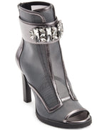Load image into Gallery viewer, Karl Lagerfeld Paris Women&#39;s Blayze Peep-Toe Heeled Fashion Bootie with Stud Embellishments Boot, Silver, 8.5
