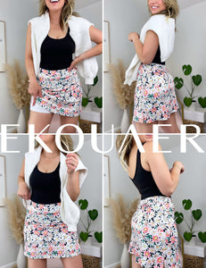 Ekouaer Women's Tennis Tkirts with Shorts High Waisted Athletic Golf Skorts Tennis Tkirts Printed Floral Small