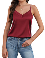 Load image into Gallery viewer, Avidlove Womens Silk Satin Camisole Tank Tops V Neck Adjustable Spaghetti Strap Cami Soft Summer Basic Tank Shirt Wine Red
