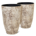 Load image into Gallery viewer, Worth 9 Gallon Tall Round Planters Set of 2-14&quot; Dia x 21&quot; H Stone Finish Flower Pots Indoor Decorative Container Garden Patio Unbreakable Beige
