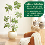 Load image into Gallery viewer, FloraFairy Plastic Sphere Planter with Drainage Hole, Removable Plug, Lightweight Flower Pot, Round Plant Container for Indoor Outdoor Use, 15.8&quot; H X 19.7&quot; Dia, 12.6&quot; Opening - Large, Cream, Off-White
