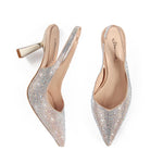 Load image into Gallery viewer, MUCCCUTE Heels for Women Slingback Kitten Heels Closed Toe Glitter Rhinestone Women&#39;s Pumps Stiletto Bridal Sandals for Wedding Prom Dating
