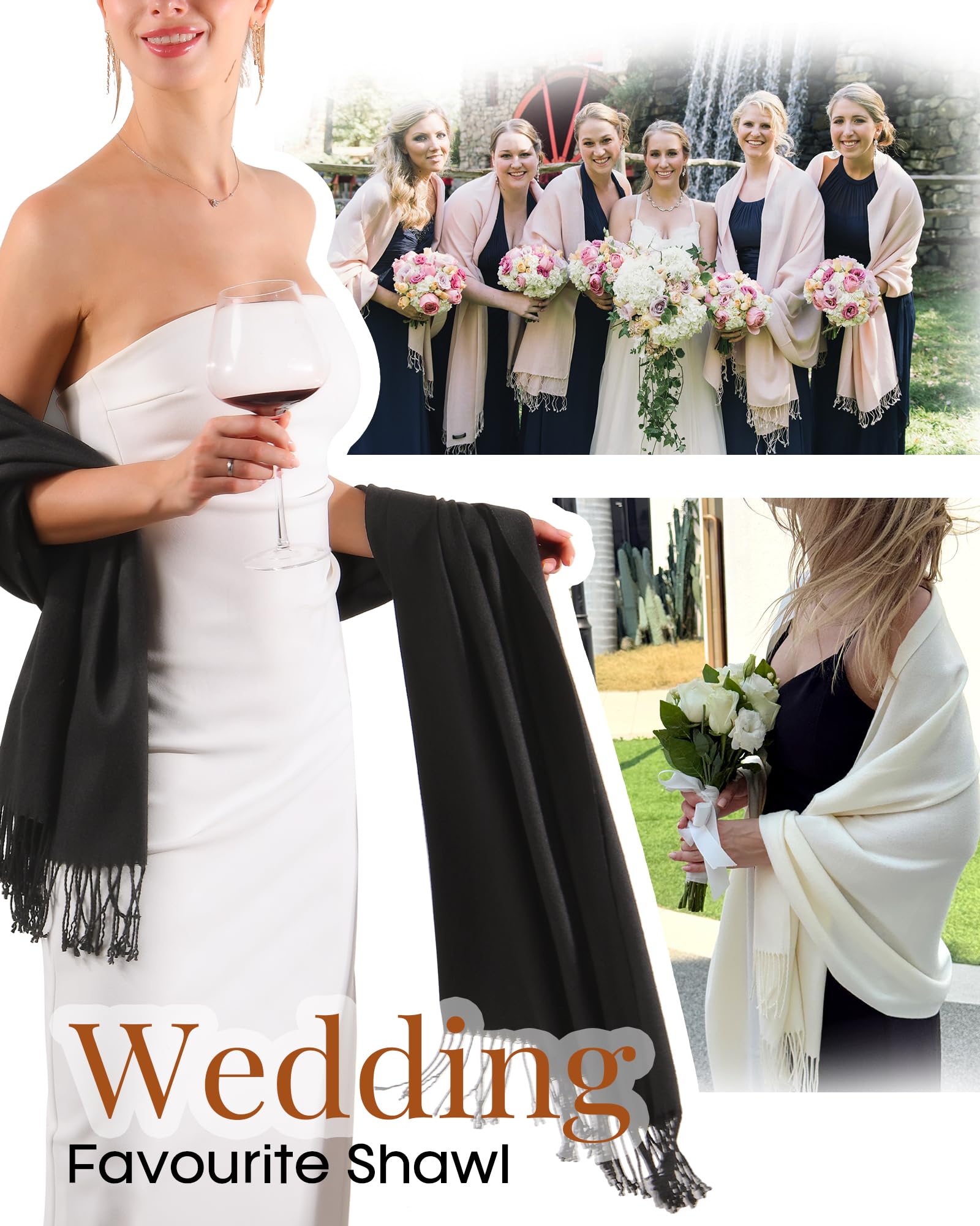 FURTALK Women's Scarf Pashmina Shawls and Wraps for Evening Dress Wedding Bride Bridesmaid Gifts Winter Scarves