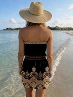 Load image into Gallery viewer, Womens Strapless Dress Off The Shlouder Floral Print Summer Fashion Backless Sexy Cover Up Beach Mini Sundress with Pocketss
