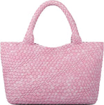 Load image into Gallery viewer, Woven Bag for Women, Fashion Top Handle Shoulder Bag Vegan Leather Shopper Bag Large Travel Tote Bag
