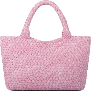 Woven Bag for Women, Fashion Top Handle Shoulder Bag Vegan Leather Shopper Bag Large Travel Tote Bag