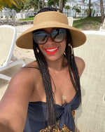 Load image into Gallery viewer, FURTALK Sun Visor Hats for Women Wide Brim Straw Ponytail Summer Beach Hat UV UPF Packable Foldable Travel Black
