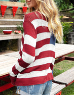 Load image into Gallery viewer, Winioder Women American Flag Sweater 4th of July Long Sleeve Crewneck Star Sweatshirt Vintage Hollow Out Knit Pullover Jumper Tops(Star Blue,S)
