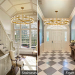 Load image into Gallery viewer, K9 Crystal 48-Light Round Chandelier, 48" Gold Chandeliers for Living Room, Modern Farmhouse Wagon Wheel Chandeliers For Dining Room,Entryway,Foyer,Includes G4 Bulbs Arcachon Brass Chandelier
