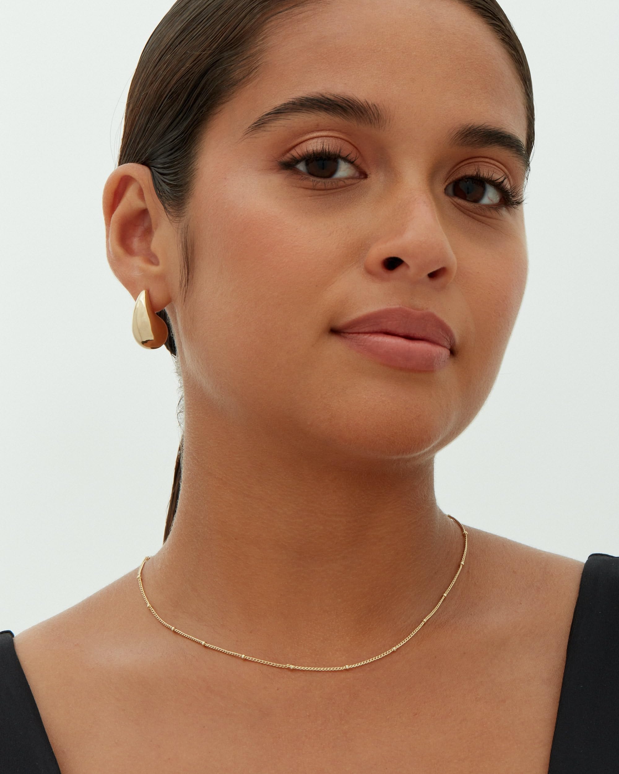 PAVOI 14K Gold Plated 925 Sterling Silver Post Teardrop Chunky Hoop Earrings - Lightweight Drop Yellow for Women - 22mm Designer Dupe Earrings