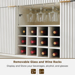 Load image into Gallery viewer, OKD Fluted Wine Bar Cabinet for Liquor, 60&quot; Modern Coffee Bar Cabinet w/Wine &amp; Glass Rack, Large Buffet Sideboard w/ 3 Storage Drawers &amp; Adjustable Shelves for Home, Dining Room, Kitchen, Solid White
