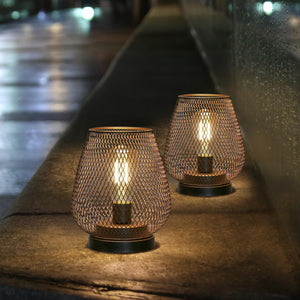 JHY DESIGN Set of 2 Metal Cage LED Lantern Battery Powered Cordless Accent Light with LED Great for Weddings Parties Patio Events for Indoors Outdoors
