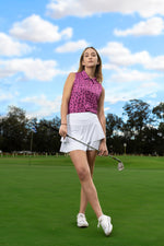 Load image into Gallery viewer, Womens Purple Leopard Sleeveless Golf Shirts Polo Shirts Golf Tank Tops, Medium
